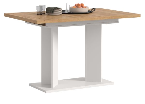 Esstisch Anton in Artisan Eiche und wei� K�chentisch ausziehbar 120 - 160 x 80 cm