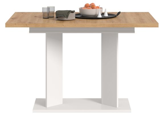 Esstisch Anton in Artisan Eiche und wei� K�chentisch ausziehbar 120 - 160 x 80 cm