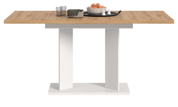 Esstisch Anton in Artisan Eiche und wei� K�chentisch ausziehbar 120 - 160 x 80 cm