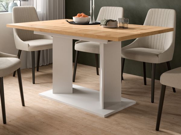Esstisch Anton in Artisan Eiche und wei� Tisch ausziehbar 150 - 190 x 90 cm