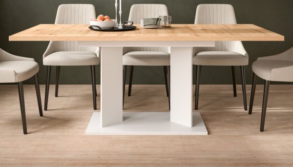Esstisch Anton in Artisan Eiche und wei� Tisch ausziehbar 150 - 190 x 90 cm
