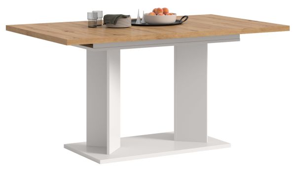 Esstisch Anton in Artisan Eiche und wei� Tisch ausziehbar 150 - 190 x 90 cm