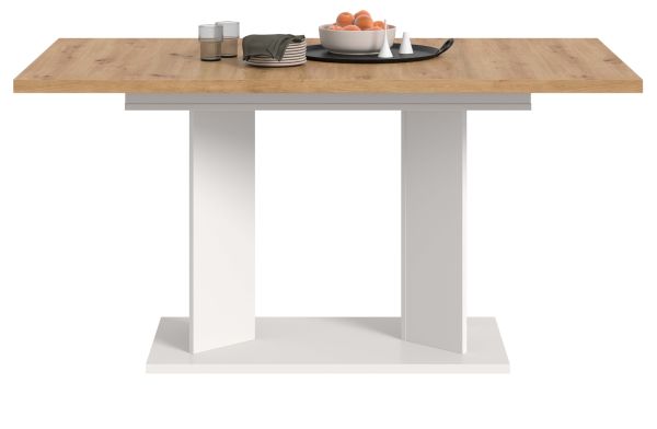 Esstisch Anton in Artisan Eiche und wei� Tisch ausziehbar 150 - 190 x 90 cm
