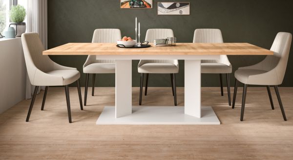 Esstisch Anton in Artisan Eiche und wei� Tisch ausziehbar 140 - 220 x 90 cm