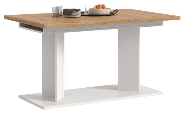 Esstisch Anton in Artisan Eiche und wei� Tisch ausziehbar 140 - 220 x 90 cm
