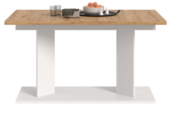 Esstisch Anton in Artisan Eiche und wei� Tisch ausziehbar 140 - 220 x 90 cm