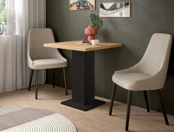 Esstisch Anton in Artisan Eiche und schwarz K�chentisch 70 x 70 cm