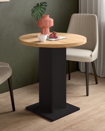 Esstisch Anton in Artisan Eiche und schwarz K�chentisch rund 70 cm