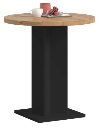 Esstisch Anton in Artisan Eiche und schwarz K�chentisch rund 70 cm