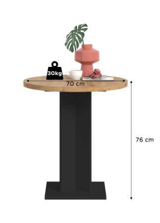 Esstisch Anton in Artisan Eiche und schwarz K�chentisch rund 70 cm