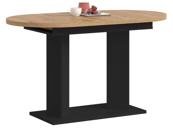 Esstisch Anton in Artisan Eiche und schwarz K�chentisch ausziehbar 130 - 170 x 70 cm