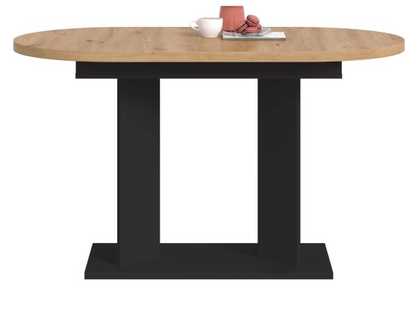 Esstisch Anton in Artisan Eiche und schwarz K�chentisch ausziehbar 130 - 170 x 70 cm