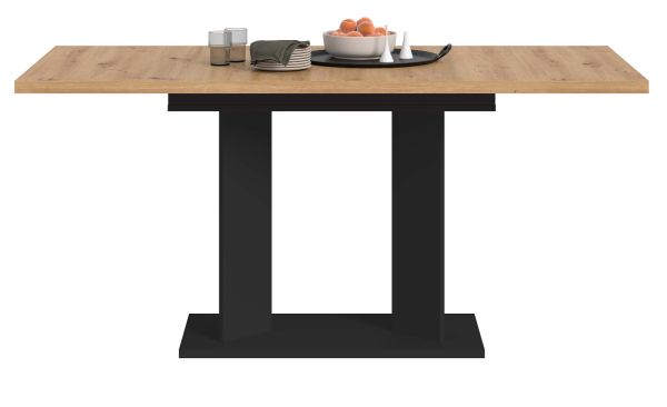 Esstisch Anton in Artisan Eiche und schwarz K�chentisch ausziehbar 120 - 160 x 80 cm