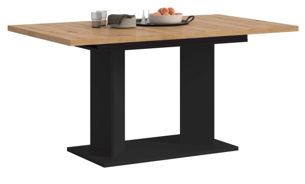 Esstisch Anton in Artisan Eiche und schwarz Tisch ausziehbar 150 - 190 x 90 cm
