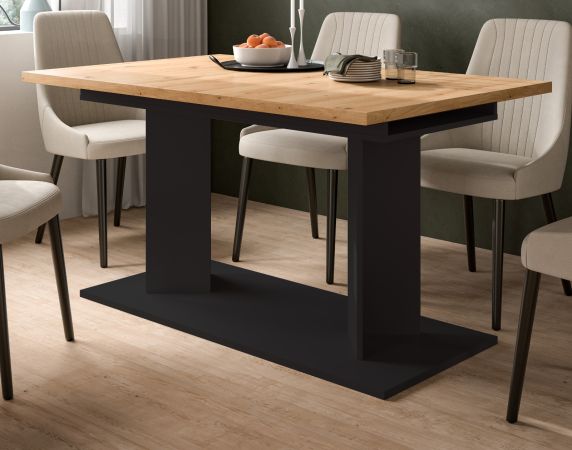 Esstisch Anton in Artisan Eiche und schwarz Tisch ausziehbar 140 - 220 x 90 cm