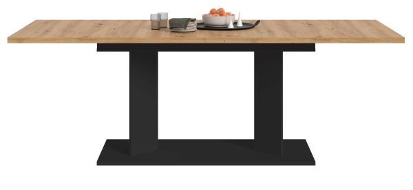 Esstisch Anton in Artisan Eiche und schwarz Tisch ausziehbar 140 - 220 x 90 cm