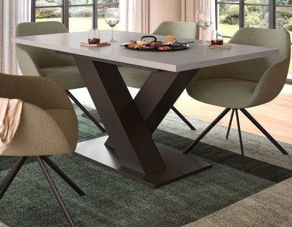 Esstisch Home-X in kaschmir und grau Tisch ausziehbar 150 - 190 cm