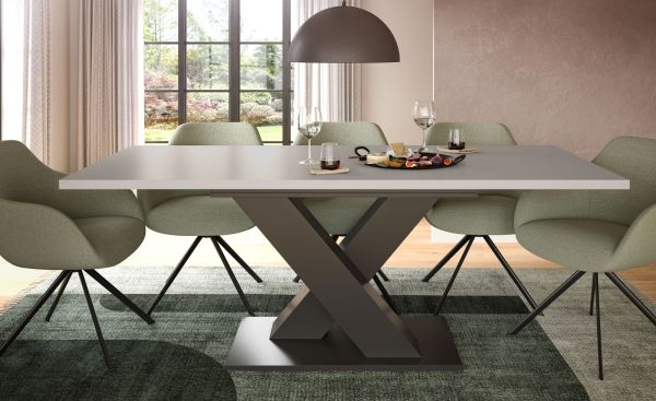 Esstisch Home-X in kaschmir und grau Tisch ausziehbar 150 - 190 cm