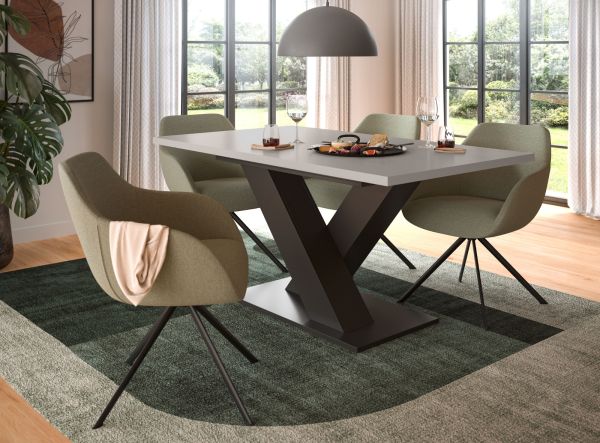 Esstisch Home-X in kaschmir und grau Tisch ausziehbar 150 - 190 cm