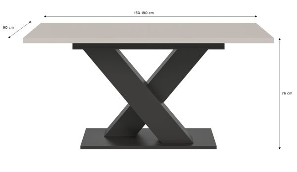 Esstisch Home-X in kaschmir und grau Tisch ausziehbar 150 - 190 cm