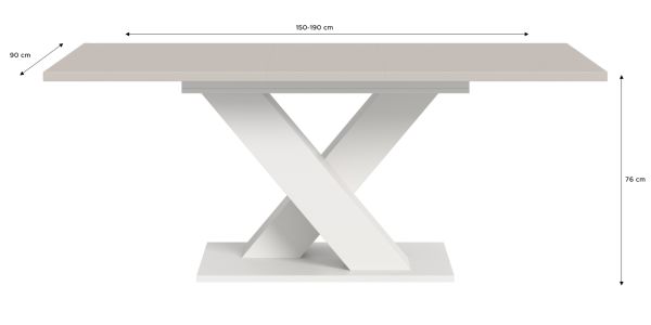 Esstisch Home-X in kaschmir und wei� Tisch ausziehbar 150 - 190 cm