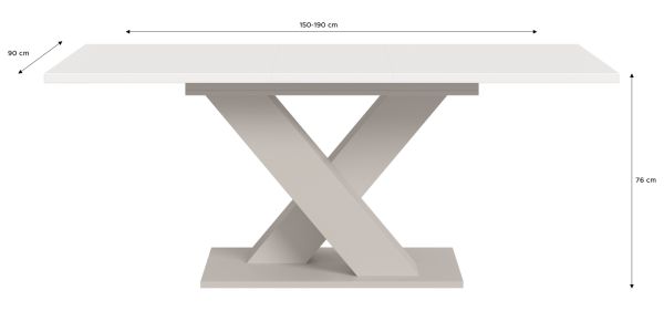 Esstisch Home-X in wei� und kaschmir Tisch ausziehbar 150 - 190 cm