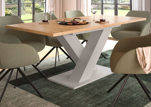 Esstisch Home-X in Artisan Eiche und kaschmir Tisch ausziehbar 150 - 190 cm