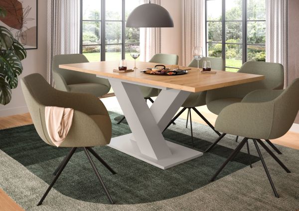 Esstisch Home-X in Artisan Eiche und kaschmir Tisch ausziehbar 150 - 190 cm