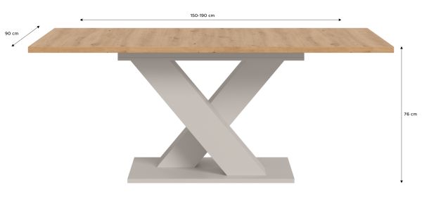 Esstisch Home-X in Artisan Eiche und kaschmir Tisch ausziehbar 150 - 190 cm