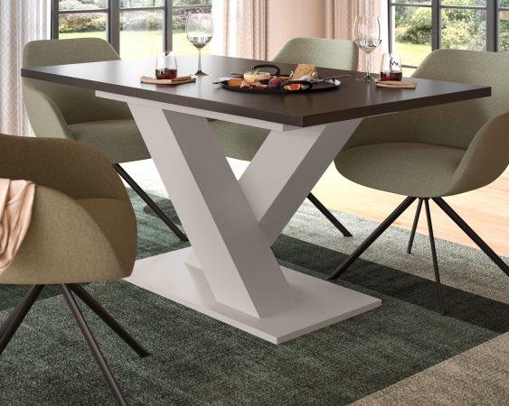 Esstisch Home-X in grau und kaschmir Tisch ausziehbar 150 - 190 cm