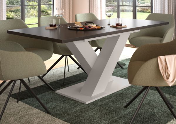 Esstisch Home-X in grau und kaschmir Tisch ausziehbar 150 - 190 cm