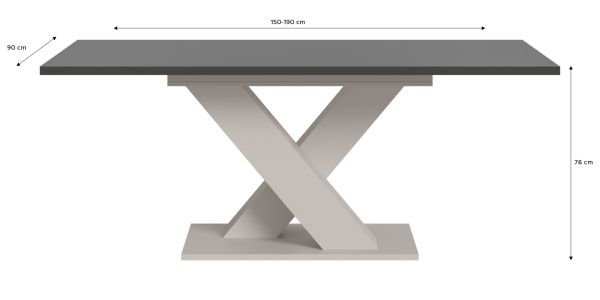 Esstisch Home-X in grau und kaschmir Tisch ausziehbar 150 - 190 cm
