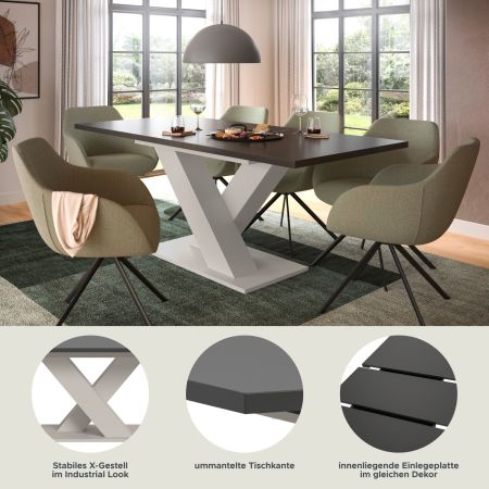 Esstisch Home-X in grau und kaschmir Tisch ausziehbar 150 - 190 cm