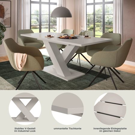 Esstisch Home-X in kaschmir Tisch ausziehbar 150 - 190 cm