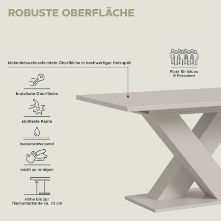 Esstisch Home-X in kaschmir Tisch ausziehbar 150 - 190 cm