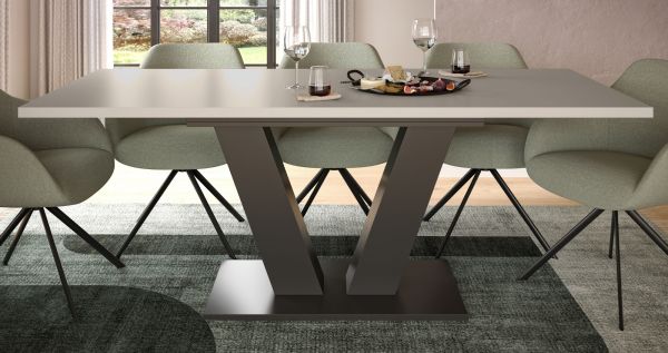 Esstisch Home-X in kaschmir und grau Tisch ausziehbar 150 - 190 cm