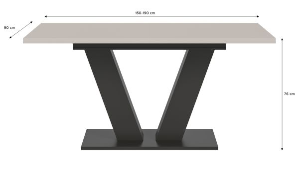 Esstisch Home-X in kaschmir und grau Tisch ausziehbar 150 - 190 cm