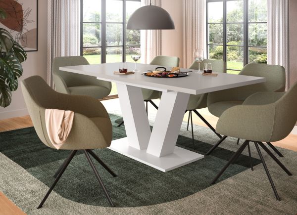 Esstisch Home-X in kaschmir und wei� Tisch ausziehbar 150 - 190 cm