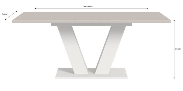 Esstisch Home-X in kaschmir und wei� Tisch ausziehbar 150 - 190 cm