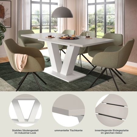 Esstisch Home-X in kaschmir und wei� Tisch ausziehbar 150 - 190 cm