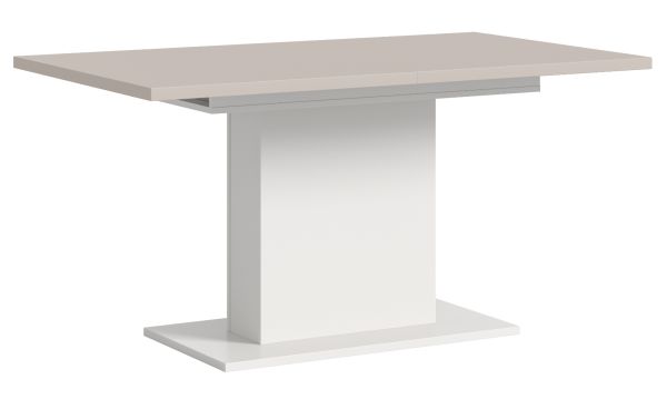 Esstisch Home-X in kaschmir und wei� S�ulentisch ausziehbar 150 - 190 cm