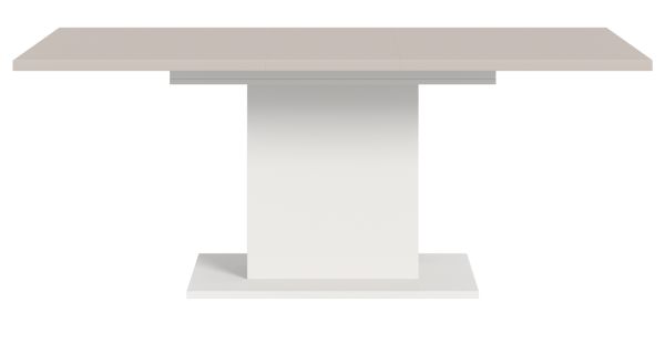 Esstisch Home-X in kaschmir und wei� S�ulentisch ausziehbar 150 - 190 cm