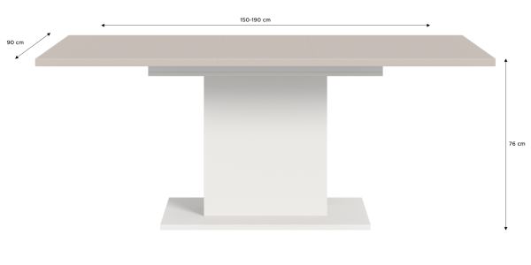 Esstisch Home-X in kaschmir und wei� S�ulentisch ausziehbar 150 - 190 cm