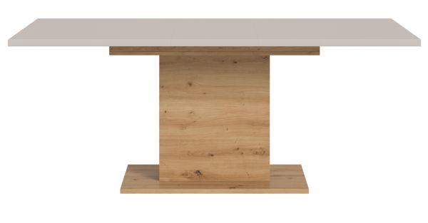 Esstisch Home-X in kaschmir und Artisan Eiche S�ulentisch ausziehbar 150 - 190 cm