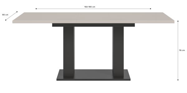 Esstisch Home-X in kaschmir und grau S�ulentisch ausziehbar 150 - 190 cm