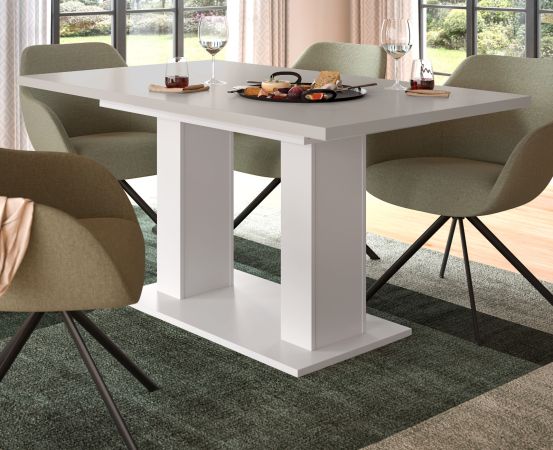 Esstisch Home-X in kaschmir und wei� S�ulentisch ausziehbar 150 - 190 cm