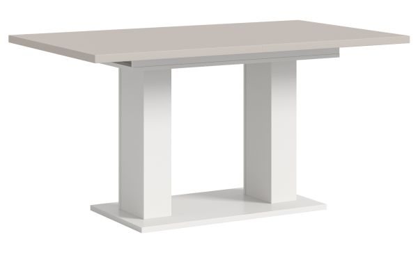 Esstisch Home-X in kaschmir und wei� S�ulentisch ausziehbar 150 - 190 cm
