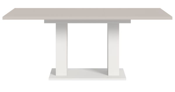 Esstisch Home-X in kaschmir und wei� S�ulentisch ausziehbar 150 - 190 cm