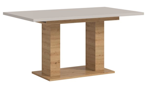 Esstisch Home-X in kaschmir und Artisan Eiche S�ulentisch ausziehbar 150 - 190 cm