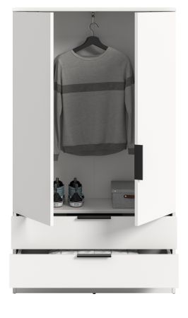 Kleiderschrank Swan in wei� W�scheschrank 2-t�rig 80 x 140 cm